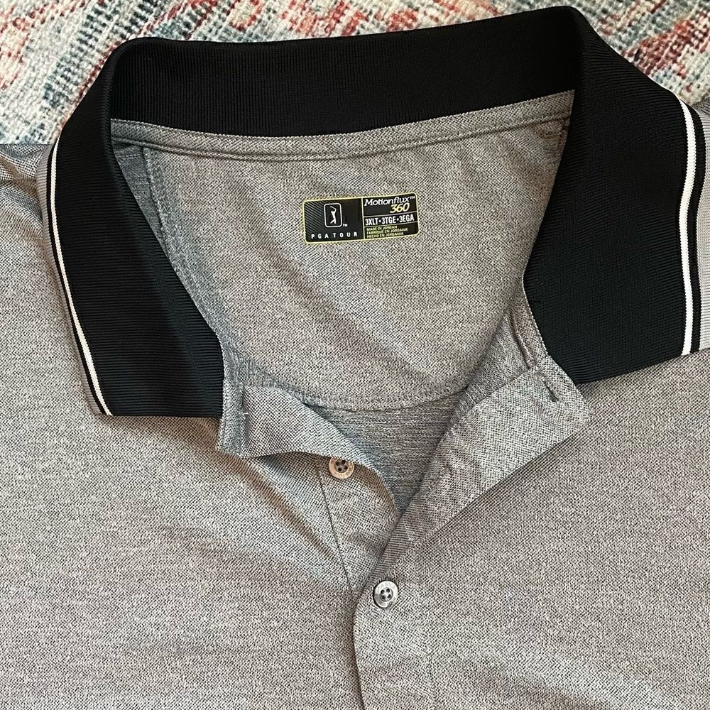 PGA TOUR Big & Tall Athletic Fit Short Sleeve Motionflux 360 Gray Polo Shirt *** - Picture 6 of 10